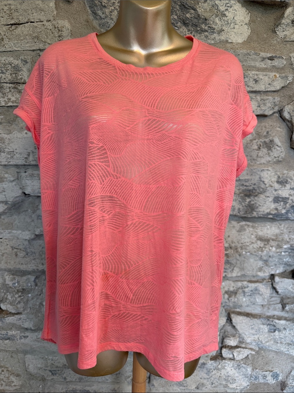 Coral Short Sleeve Textured/burnout Top